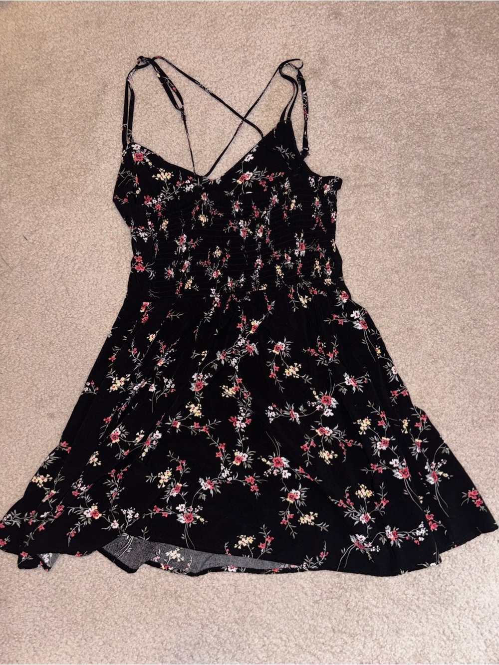 Garage Black Floral Spaghetti-Strap Slip Dress